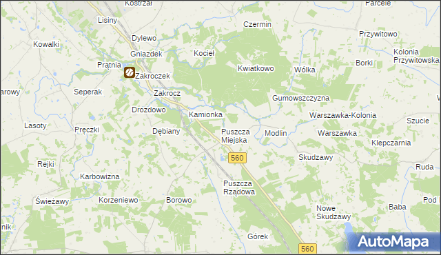 mapa Puszcza Miejska, Puszcza Miejska na mapie Targeo