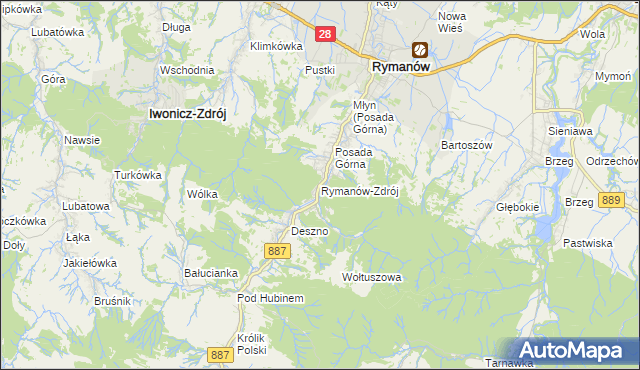 mapa Rymanów-Zdrój, Rymanów-Zdrój na mapie Targeo