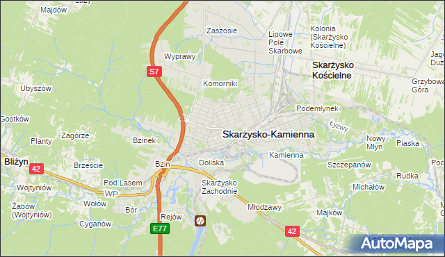 mapa Skarżysko-Kamienna, Skarżysko-Kamienna na mapie Targeo