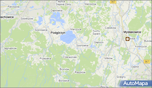 mapa Sosnówka gmina Podgórzyn, Sosnówka gmina Podgórzyn na mapie Targeo