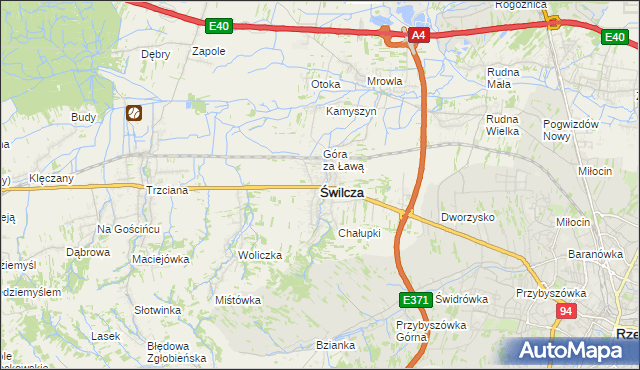 mapa Świlcza, Świlcza na mapie Targeo