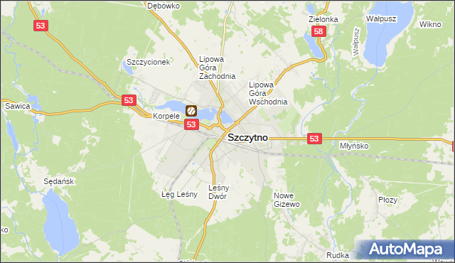 mapa Szczytno, Szczytno na mapie Targeo