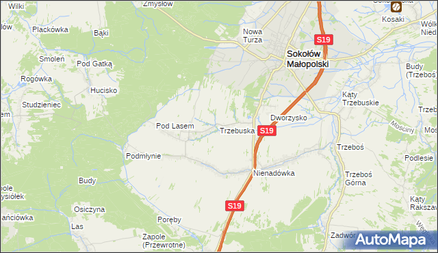 mapa Trzebuska, Trzebuska na mapie Targeo