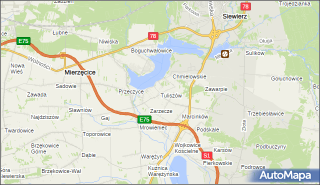 mapa Tuliszów, Tuliszów na mapie Targeo