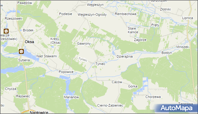 mapa Tyniec-Kolonia, Tyniec-Kolonia na mapie Targeo