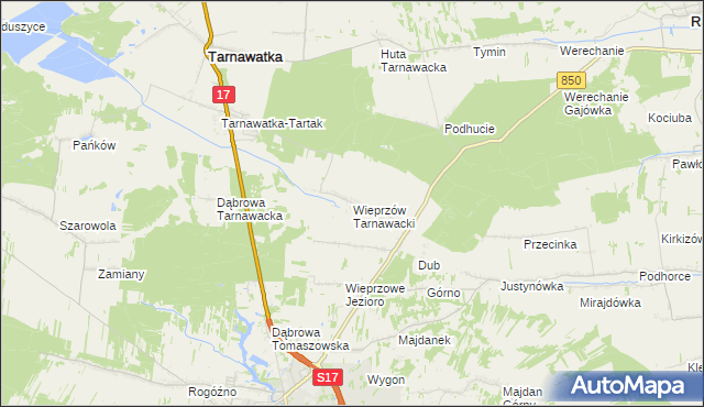 mapa Wieprzów Tarnawacki, Wieprzów Tarnawacki na mapie Targeo