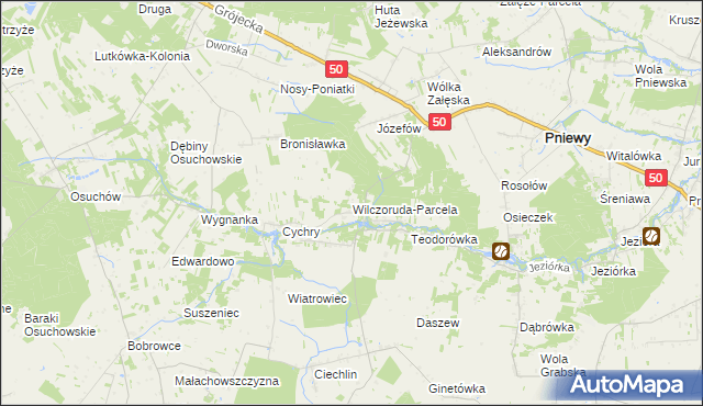 mapa Wilczoruda-Parcela, Wilczoruda-Parcela na mapie Targeo