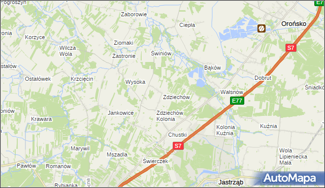 mapa Zdziechów gmina Szydłowiec, Zdziechów gmina Szydłowiec na mapie Targeo