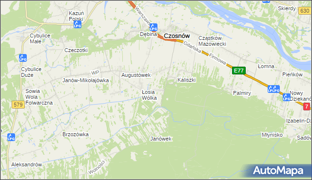 mapa Adamówek gmina Czosnów, Adamówek gmina Czosnów na mapie Targeo