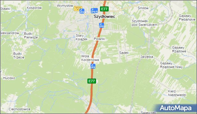 mapa Barak gmina Szydłowiec, Barak gmina Szydłowiec na mapie Targeo
