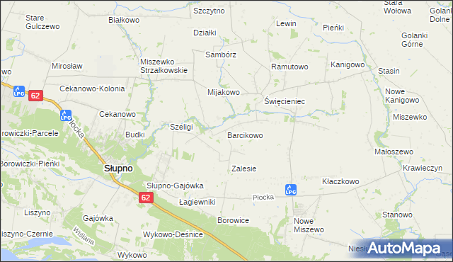 mapa Barcikowo gmina Słupno, Barcikowo gmina Słupno na mapie Targeo