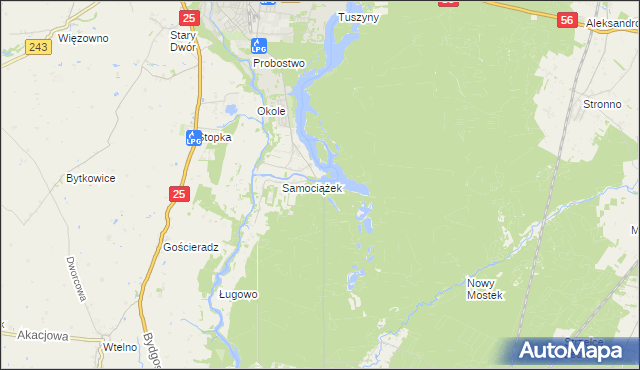 mapa Białe gmina Koronowo, Białe gmina Koronowo na mapie Targeo