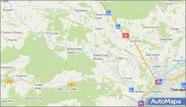 mapa Białobrzeg Bliższy, Białobrzeg Bliższy na mapie Targeo