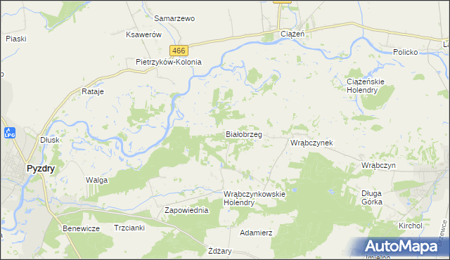 mapa Białobrzeg gmina Pyzdry, Białobrzeg gmina Pyzdry na mapie Targeo