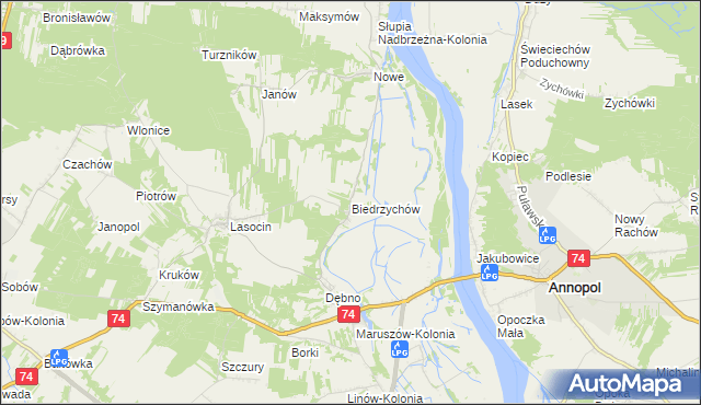 mapa Biedrzychów gmina Ożarów, Biedrzychów gmina Ożarów na mapie Targeo