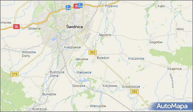 mapa Boleścin gmina Świdnica, Boleścin gmina Świdnica na mapie Targeo