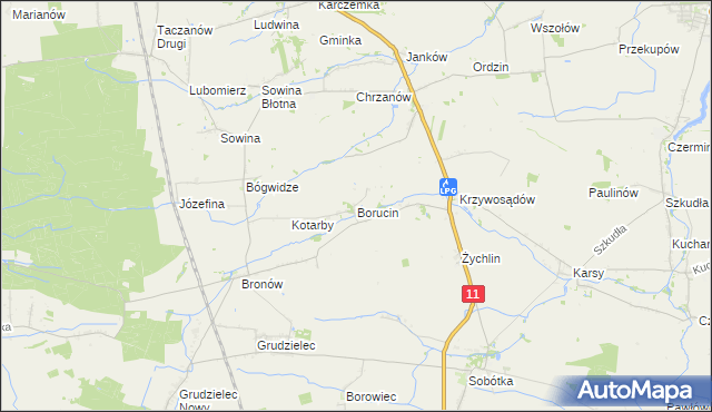 mapa Borucin gmina Pleszew, Borucin gmina Pleszew na mapie Targeo