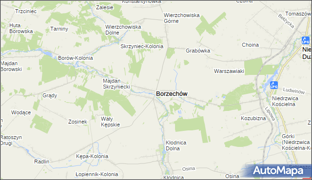 mapa Borzechów, Borzechów na mapie Targeo