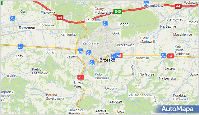 mapa Brzesko, Brzesko na mapie Targeo