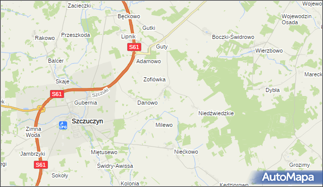 mapa Bzury gmina Szczuczyn, Bzury gmina Szczuczyn na mapie Targeo