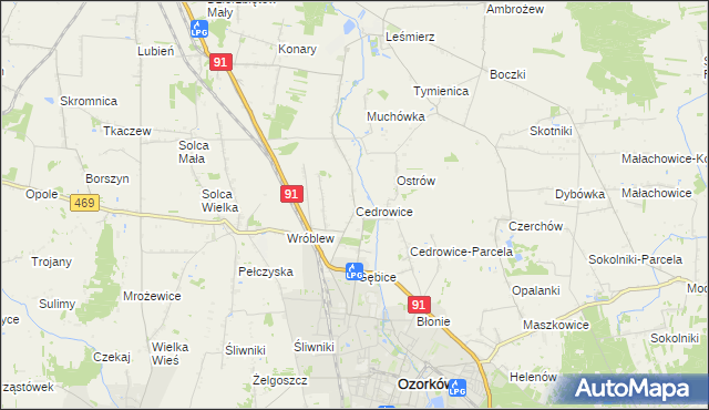 mapa Cedrowice, Cedrowice na mapie Targeo