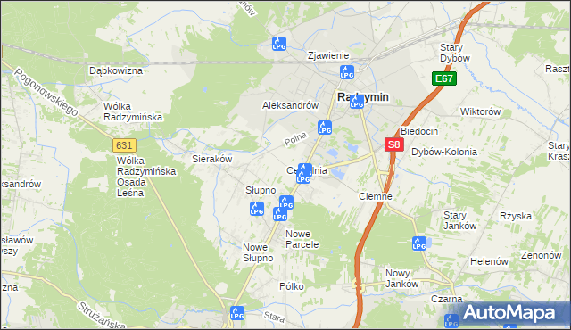 mapa Cegielnia gmina Radzymin, Cegielnia gmina Radzymin na mapie Targeo