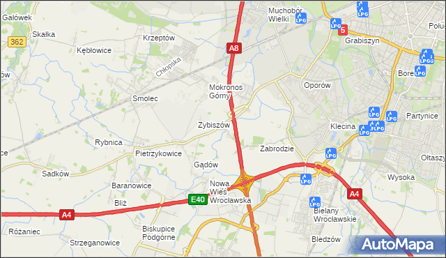 mapa Cesarzowice gmina Kąty Wrocławskie, Cesarzowice gmina Kąty Wrocławskie na mapie Targeo