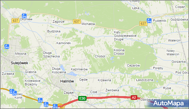 mapa Chobot gmina Halinów, Chobot gmina Halinów na mapie Targeo
