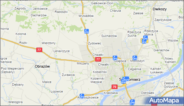 mapa Chwałki gmina Obrazów, Chwałki gmina Obrazów na mapie Targeo