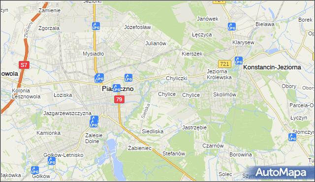 mapa Chylice gmina Piaseczno, Chylice gmina Piaseczno na mapie Targeo