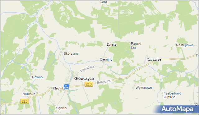 mapa Ciemino gmina Główczyce, Ciemino gmina Główczyce na mapie Targeo