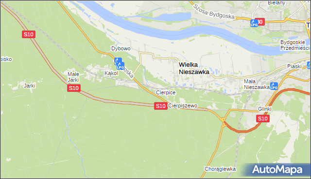 mapa Cierpice gmina Wielka Nieszawka, Cierpice gmina Wielka Nieszawka na mapie Targeo