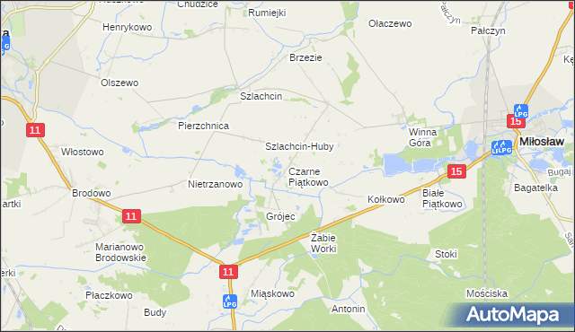 mapa Czarne Piątkowo, Czarne Piątkowo na mapie Targeo