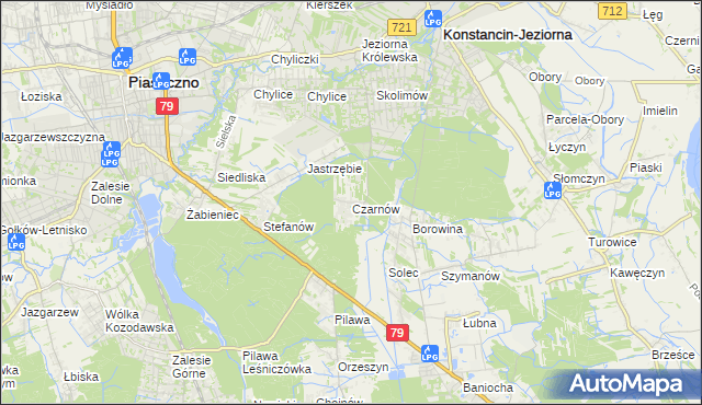 mapa Czarnów gmina Konstancin-Jeziorna, Czarnów gmina Konstancin-Jeziorna na mapie Targeo