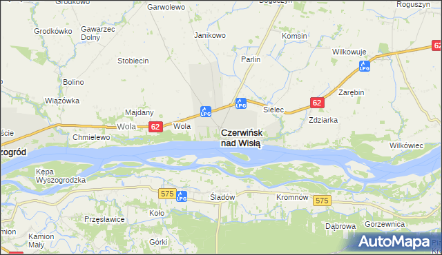 mapa Czerwińsk nad Wisłą, Czerwińsk nad Wisłą na mapie Targeo