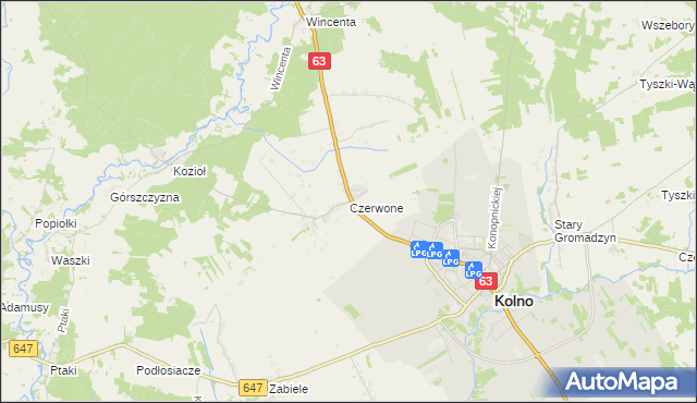 mapa Czerwone, Czerwone na mapie Targeo