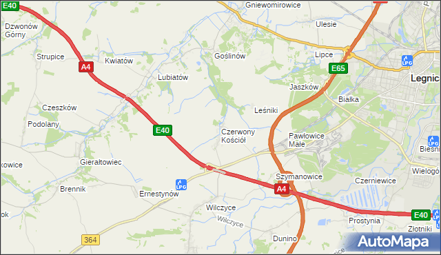 mapa Czerwony Kościół, Czerwony Kościół na mapie Targeo