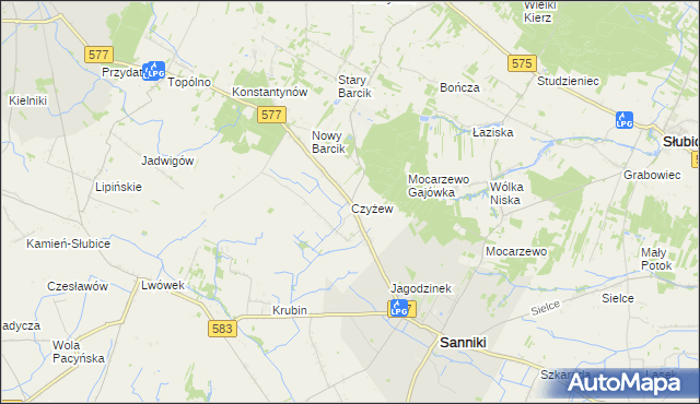 mapa Czyżew gmina Sanniki, Czyżew gmina Sanniki na mapie Targeo