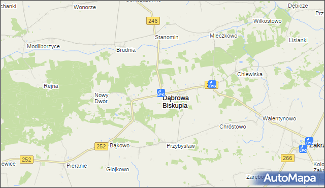 mapa Dąbrowa Biskupia, Dąbrowa Biskupia na mapie Targeo