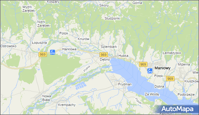 mapa Dębno gmina Nowy Targ, Dębno gmina Nowy Targ na mapie Targeo