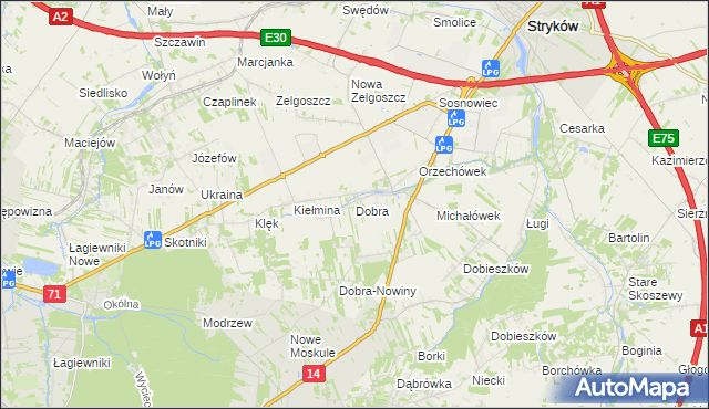 mapa Dobra gmina Stryków, Dobra gmina Stryków na mapie Targeo