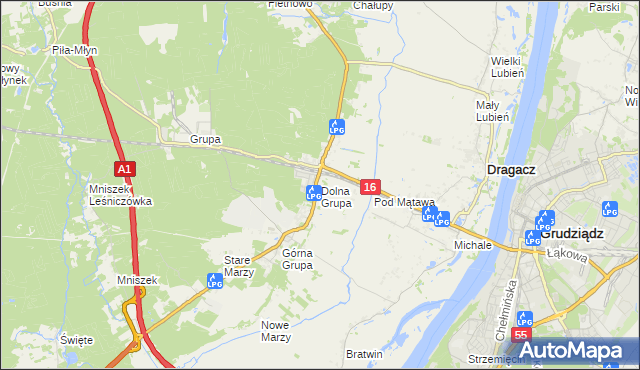 mapa Dolna Grupa, Dolna Grupa na mapie Targeo