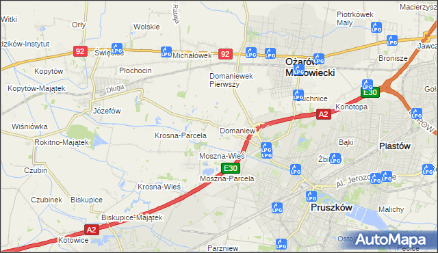 mapa Domaniew gmina Brwinów, Domaniew gmina Brwinów na mapie Targeo