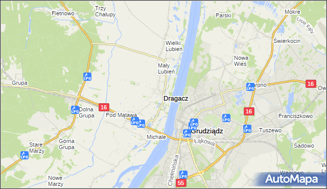 mapa Dragacz, Dragacz na mapie Targeo