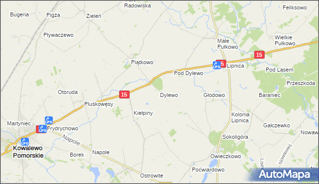 mapa Dylewo gmina Kowalewo Pomorskie, Dylewo gmina Kowalewo Pomorskie na mapie Targeo