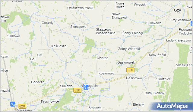 mapa Dziarno gmina Świercze, Dziarno gmina Świercze na mapie Targeo