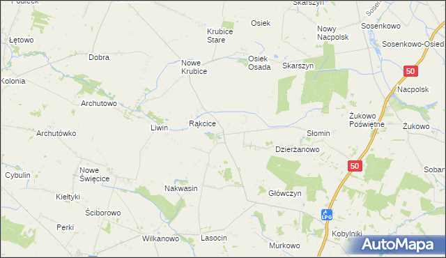 mapa Dzierżanowo-Osada, Dzierżanowo-Osada na mapie Targeo