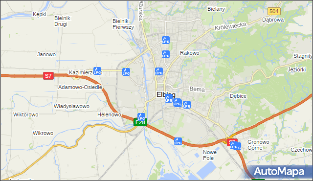mapa Elbląga, Elbląg na mapie Targeo