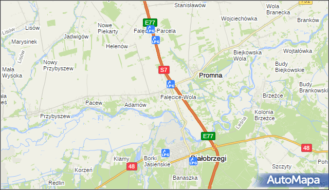 mapa Falęcice, Falęcice na mapie Targeo