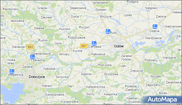 mapa Fałkowice gmina Gdów, Fałkowice gmina Gdów na mapie Targeo